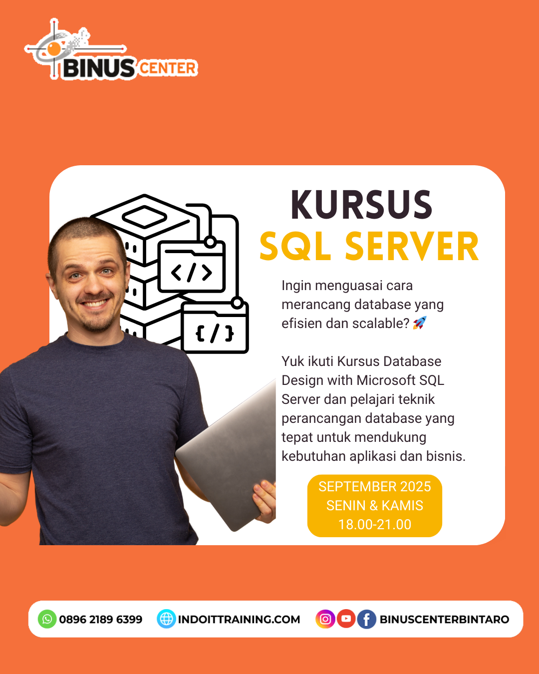 Training Desain Database dengan Microsoft SQL Server – Palembang, Tanjung Pinang, Denpasar, Parepare, Manokwari, Banjarmasin | Hybrid (Online & Onsite)