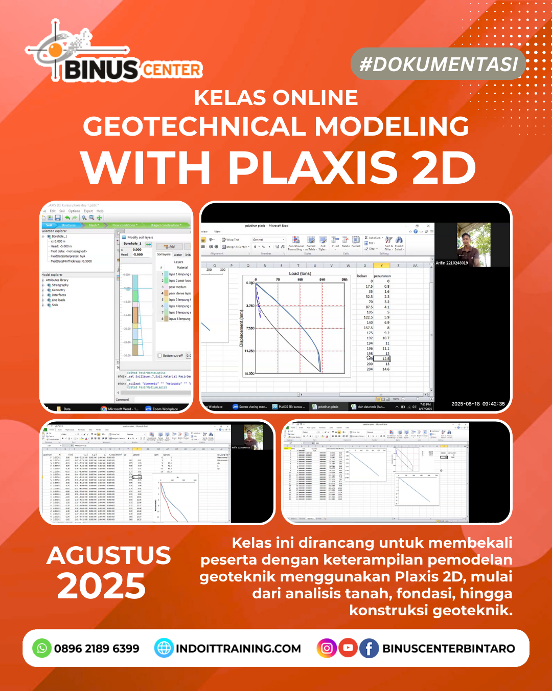 Kursus Pemodelan Geoteknik dengan Plaxis – Mataram, Palangkaraya, Pangkalpinang, Tarakan, Sorong, Ciamis | Hybrid (Online & Onsite)