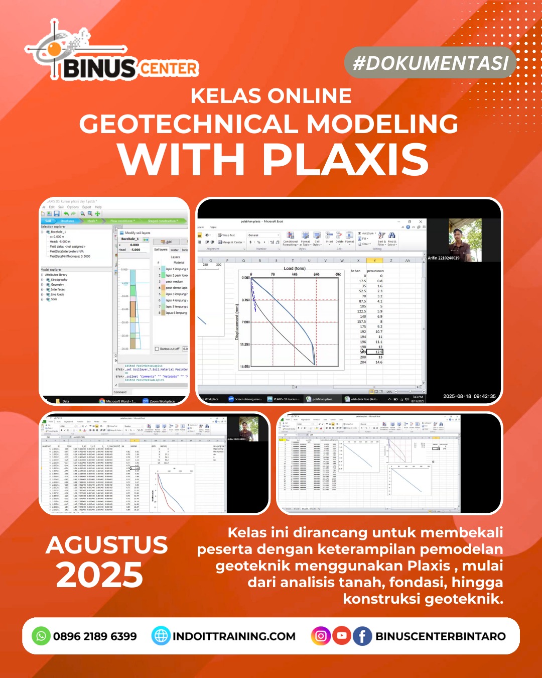 Pelatihan Pemodelan Geoteknik dengan Plaxis – Pontianak, Samarinda, Balikpapan, Sorong, Manokwari, Merauke | Hybrid (Online & Onsite)