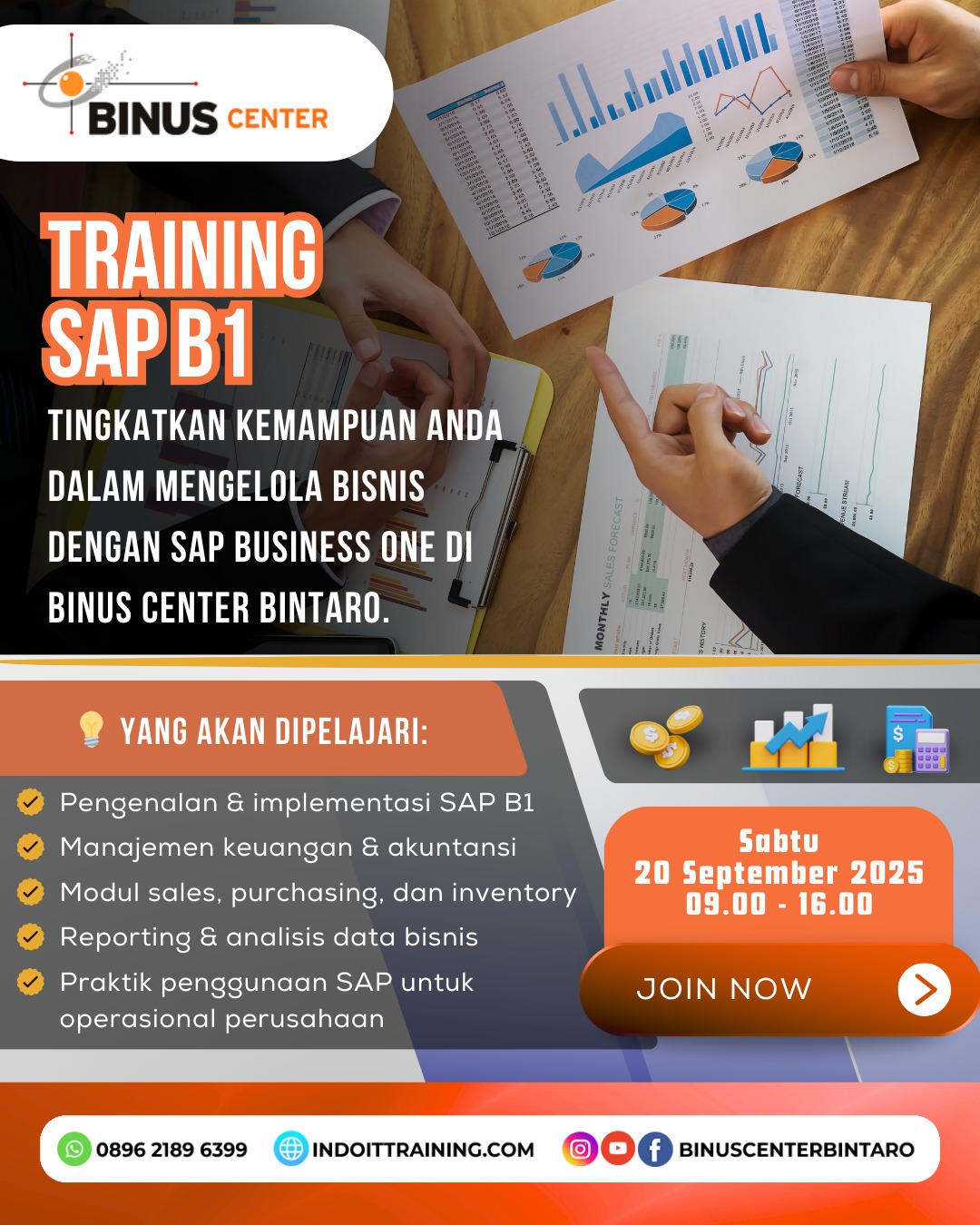Training SAP Business One (SAP B1) – Padang, Batam, Pontianak, Samarinda, Kupang, Ambon | Hybrid (Online & Onsite)