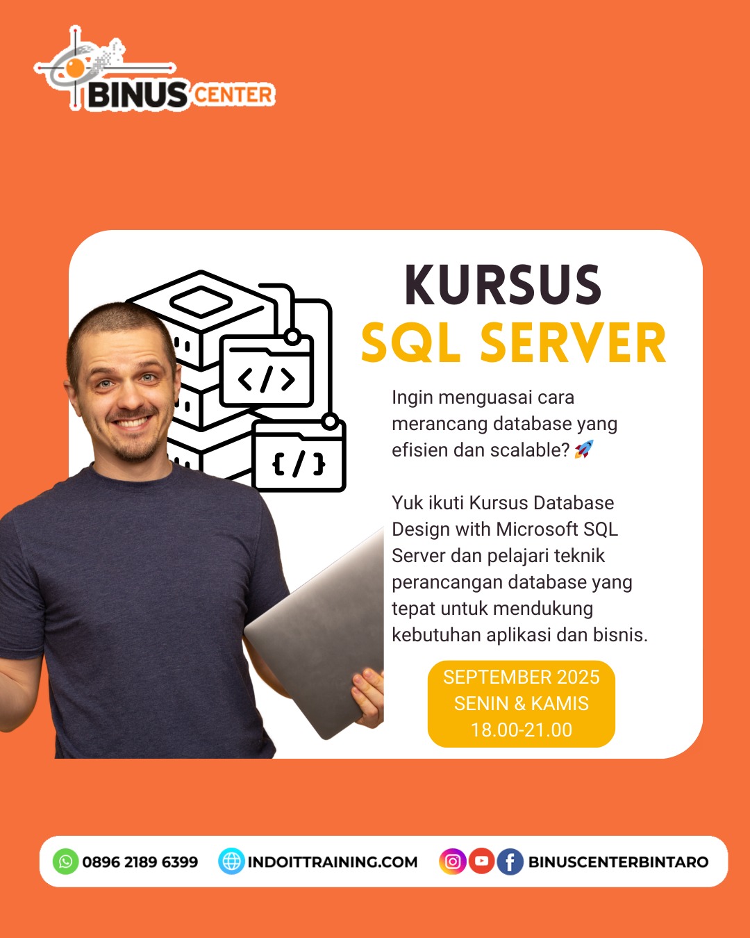 Training Desain Database dengan Microsoft SQL Server – Medan, Jakarta, Tangerang, Depok, Bekasi, Bogor | Hybrid (Online & Onsite)
